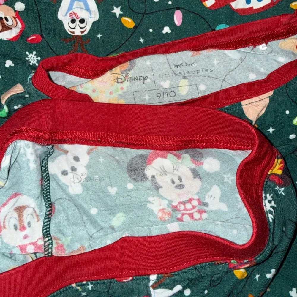 Little Sleepies Pajama Set Kids 9/10 Green Good Disney Holiday Magic Bamboo